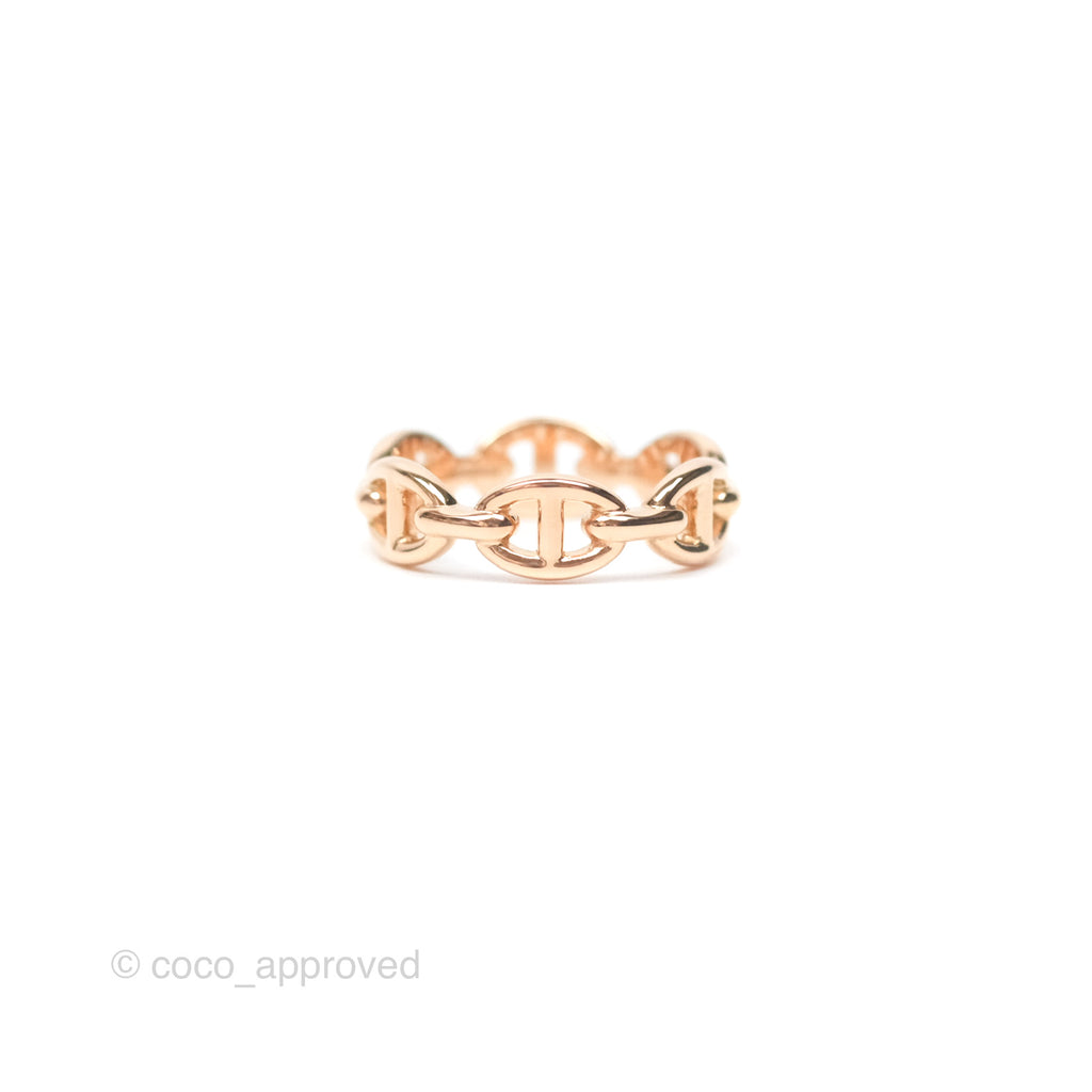 Hermès Chaine d'Ancre Enchainee Band Ring PM Rose Gold Size 51