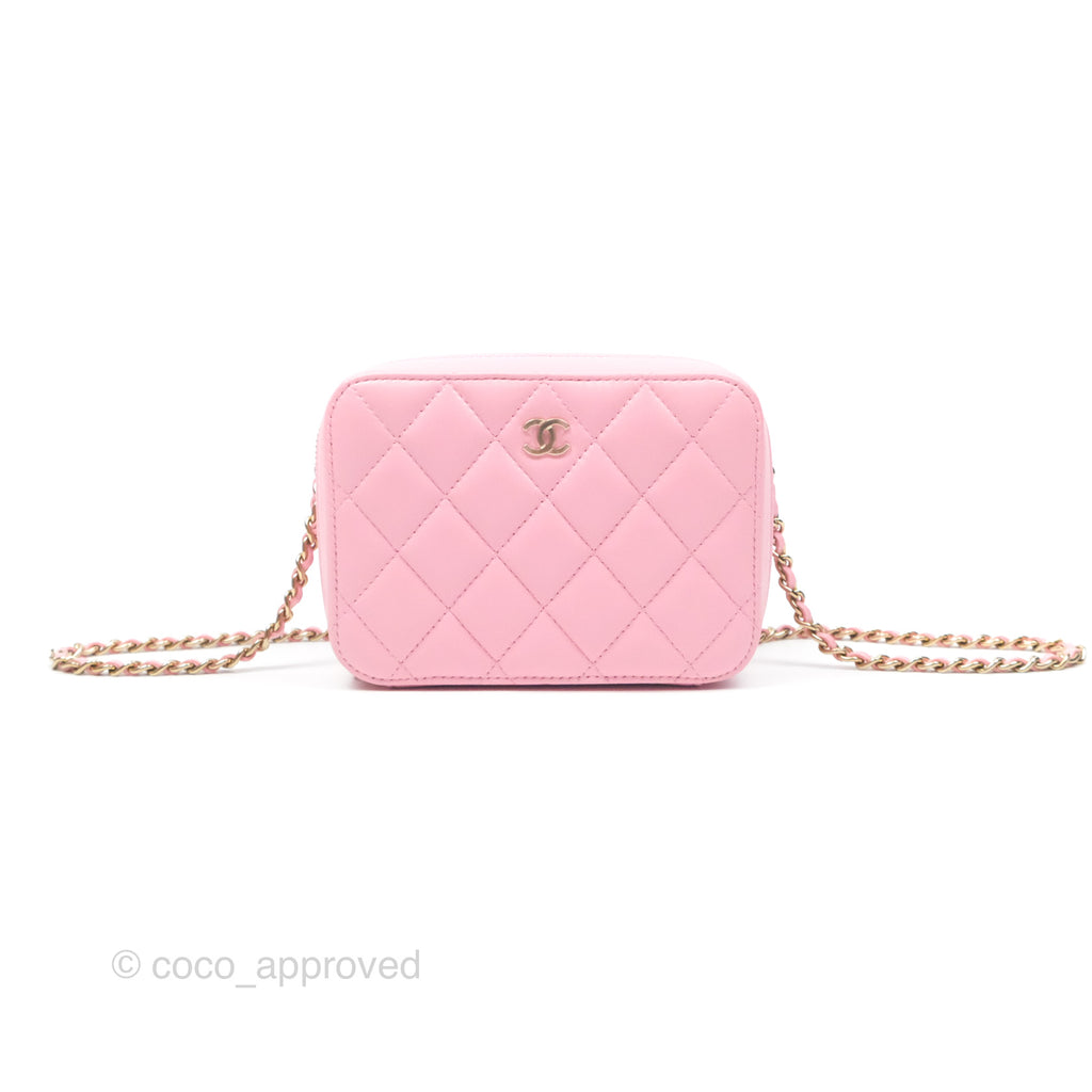 Chanel Camera Case Quilted Pink Lambskin Gold Hardware