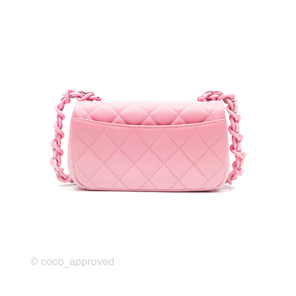 Chanel Mini Flap Bag Pink Ombre Caviar Lacquered Metal Hardware 24C