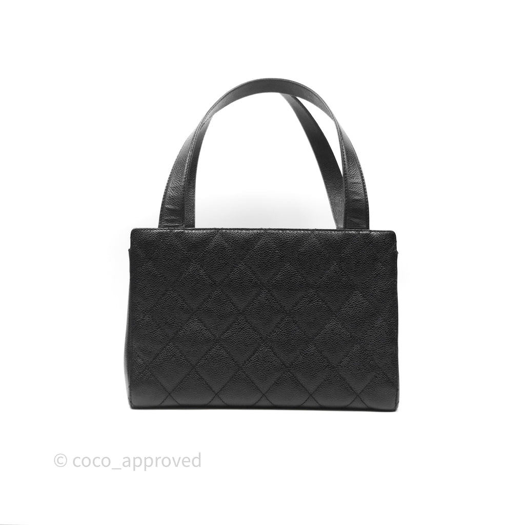 Chanel Vintage Quilted CC Tote Black Caviar Gold Hardware