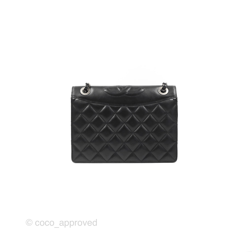 Chanel Quilted Ballerina Small Flap Bag Black Lambskin Ruthenium Hardware