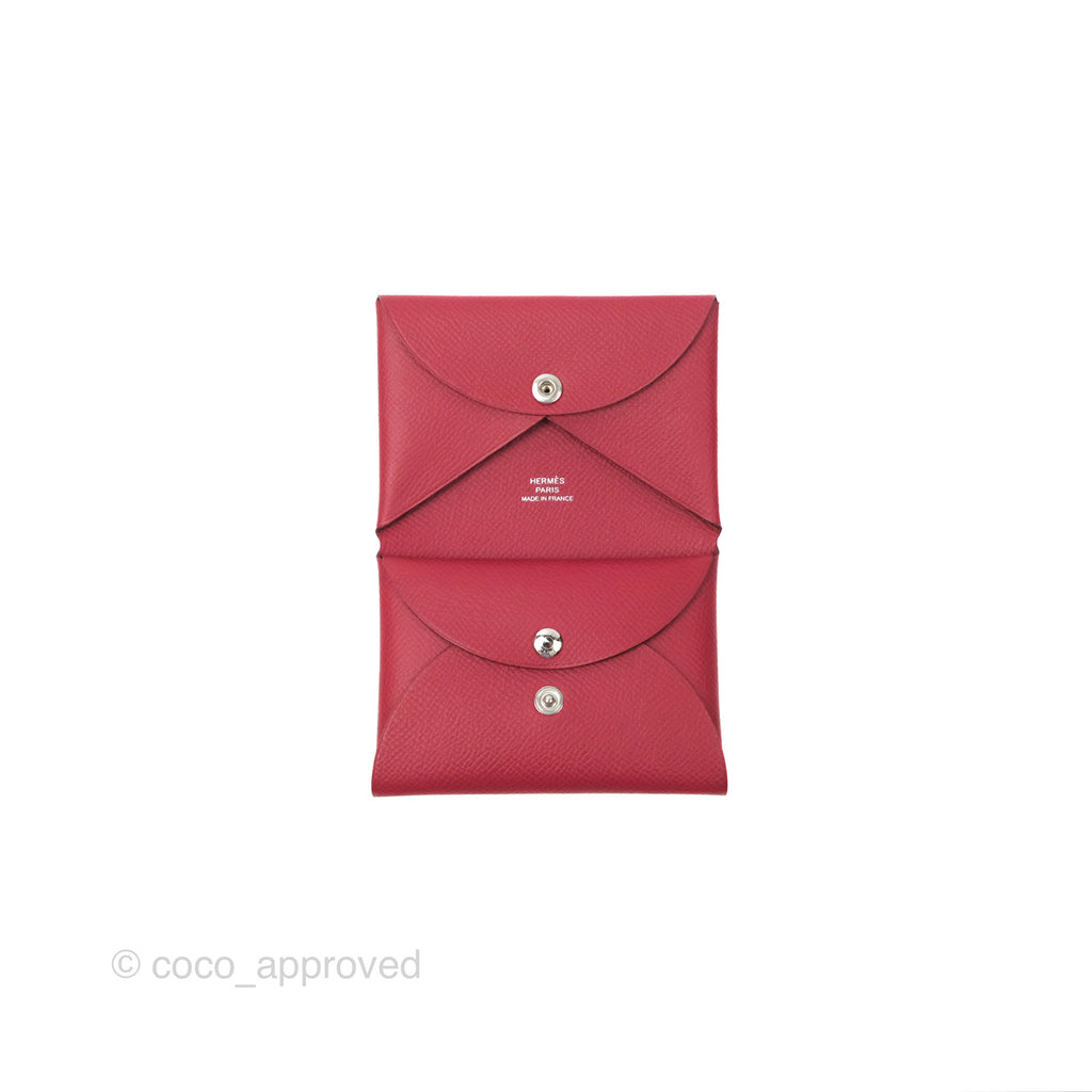 Hermès Calvi Duo Compact Card Holder Rouge Grenat Epsom