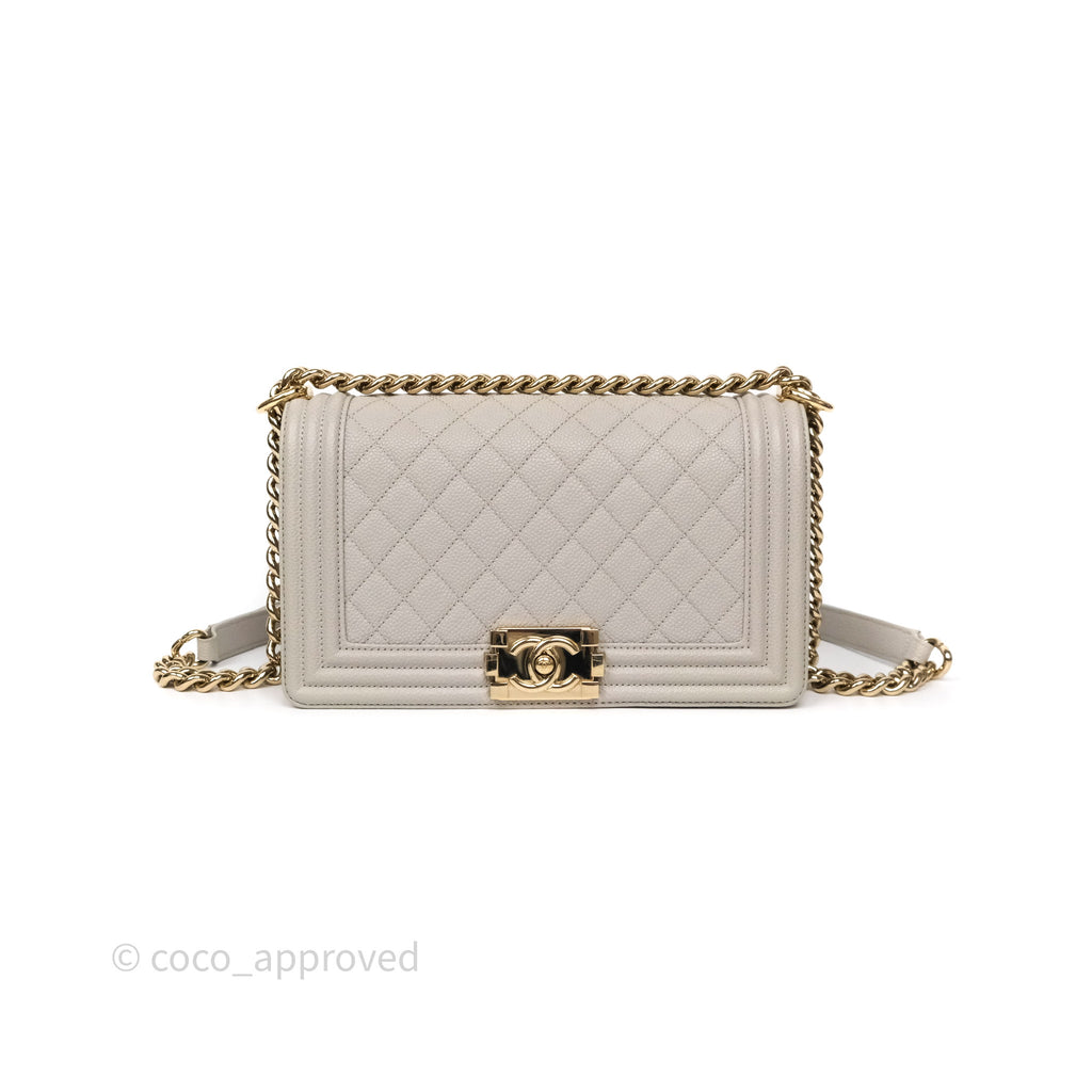 Chanel Medium Boy Quilted Grey Caviar Gold Hardware