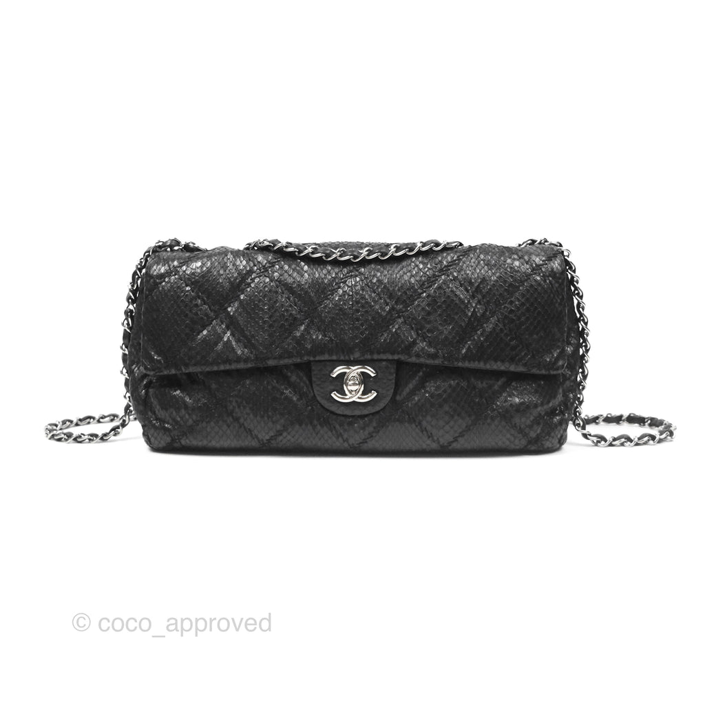 Chanel Quilted Ultimate Stitch Flap Bag Matte Python Black Silver Hardware