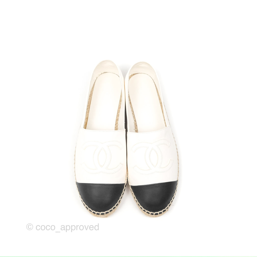 Chanel Leather Espadrilles White/ Black Size 38