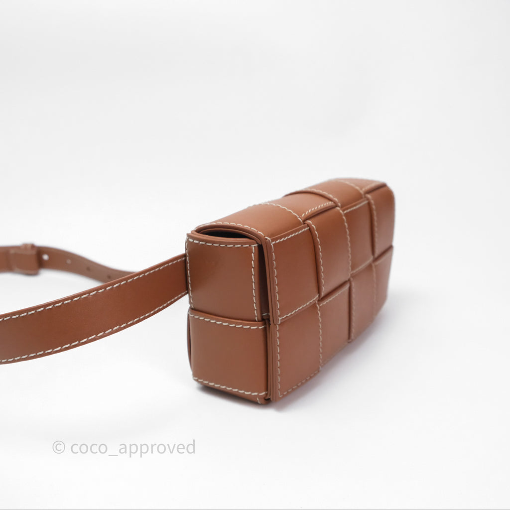 Bottega Veneta Cassette Belt Bag Intreccio Calfskin Wood/ Natural