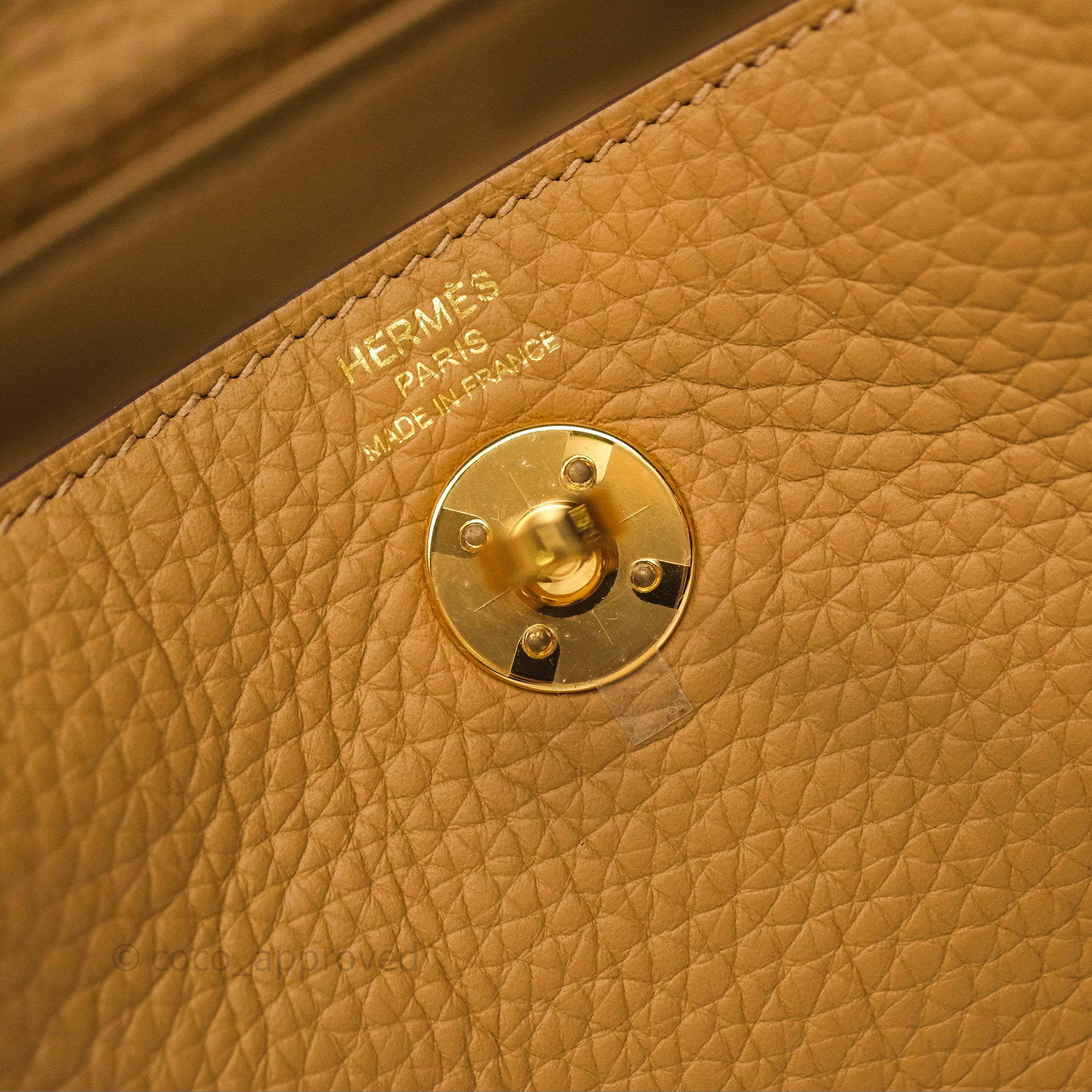 Hermès Mini Lindy 20 Biscuit 4B Clemence Gold Hardware With Rodeo