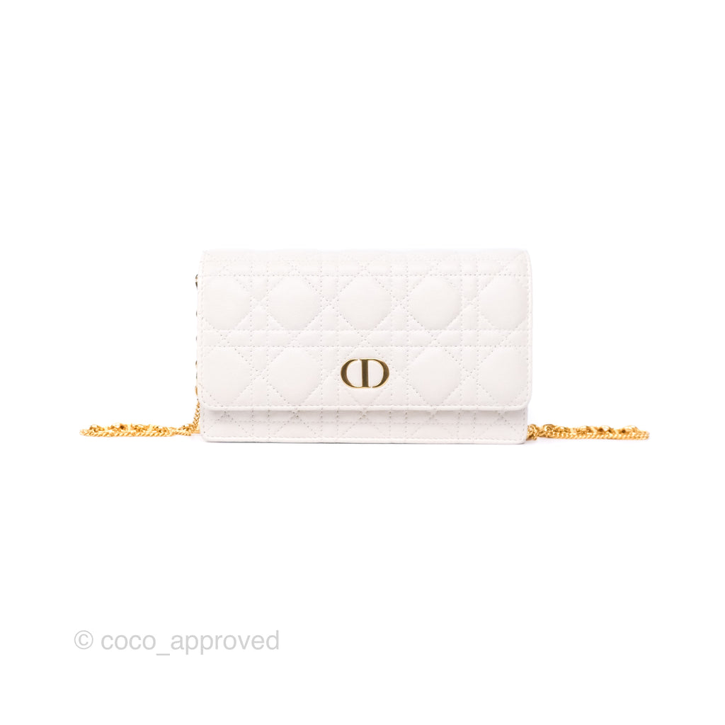 Dior Caro Pouch With Chain Latte Supple Cannage Calfskin