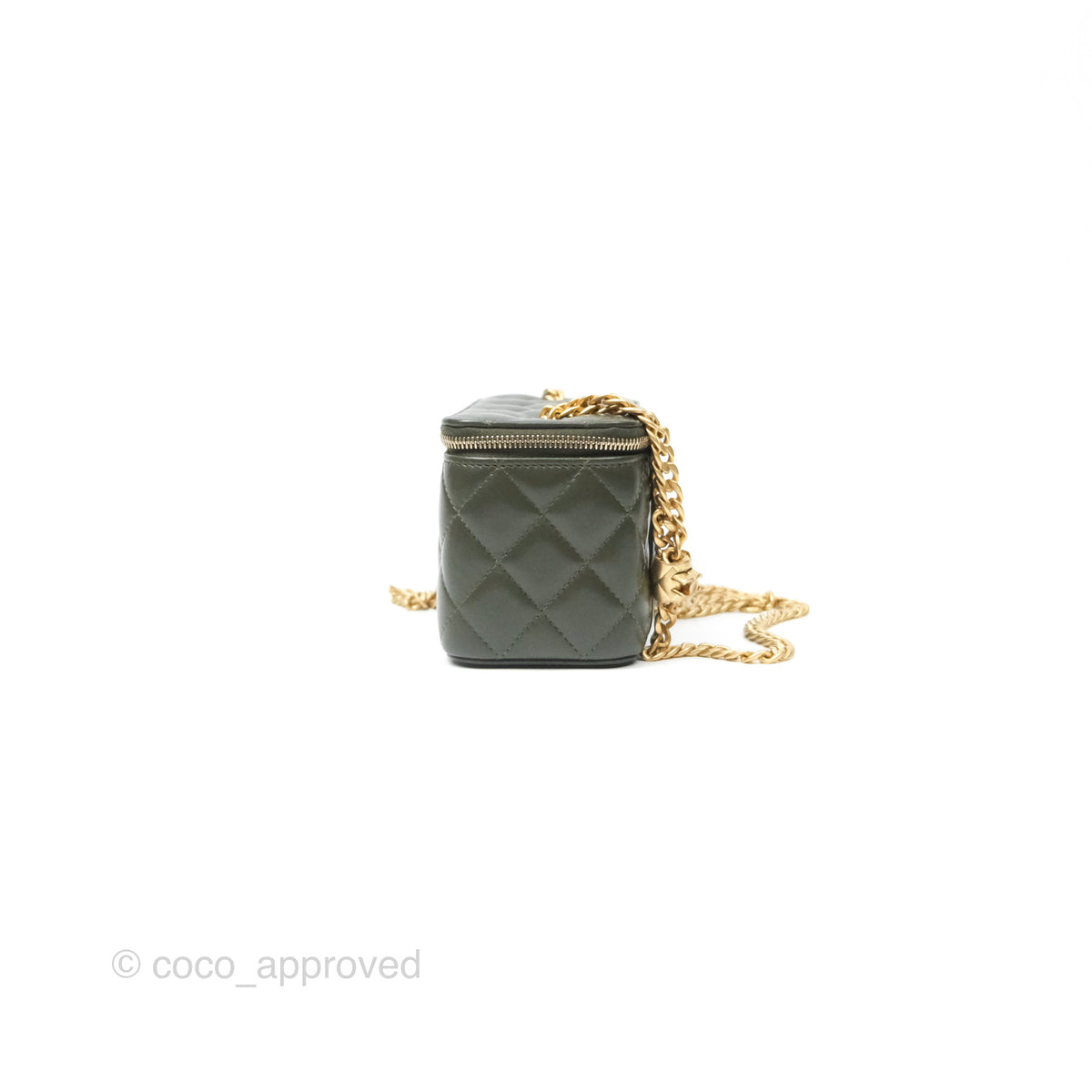 Chanel All Slide Vanity with Adjustable Chain Dark Olive Green Lambskin ...