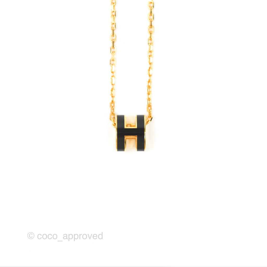 Hermès Mini Pop H Pendant Necklace Noir Gold Hardware