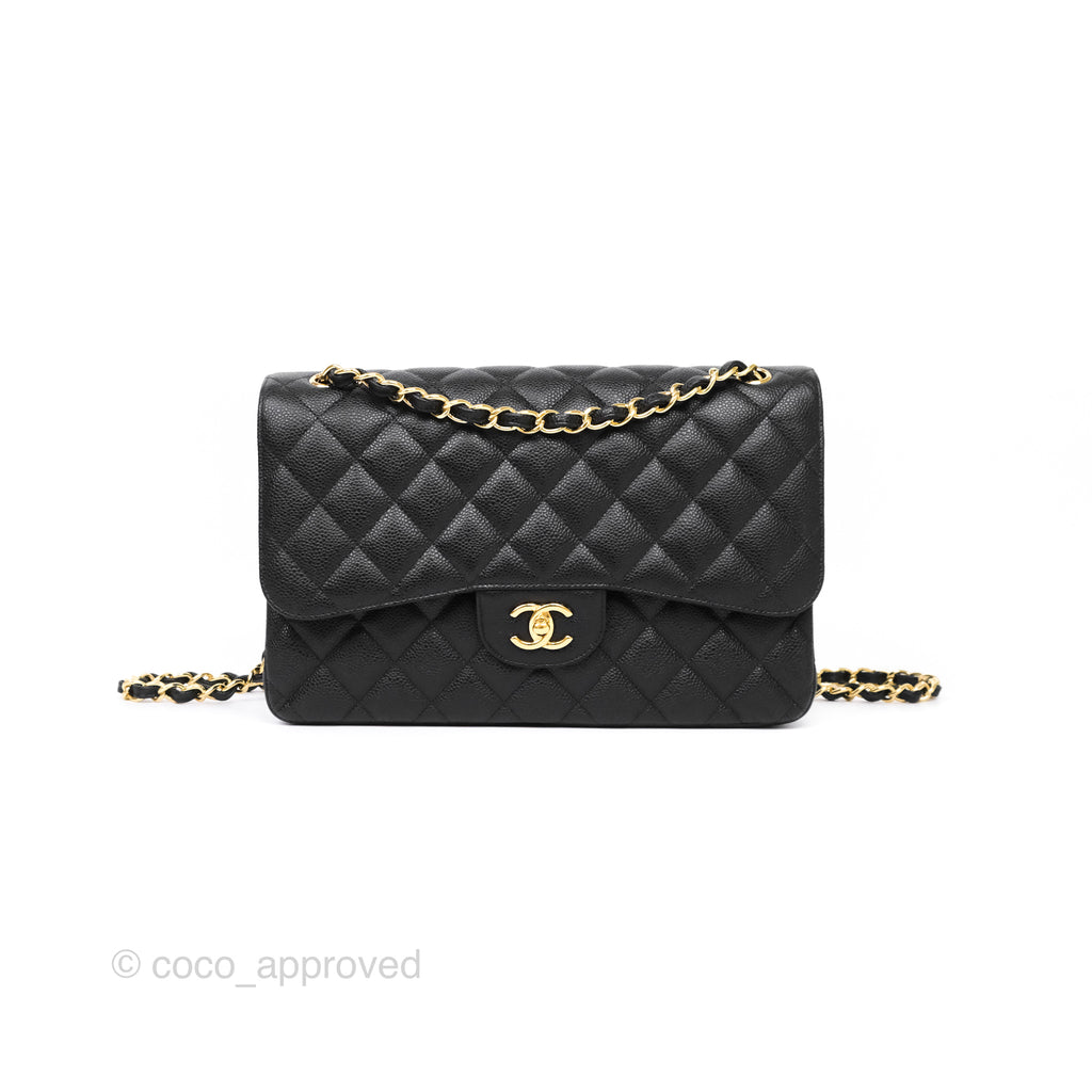 Chanel Jumbo Double Flap Black Caviar Gold Hardware⁣⁣