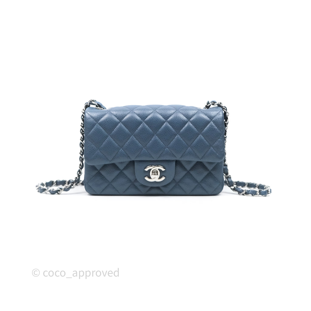 Chanel Quilted Mini Rectangular Blue Caviar Silver Hardware