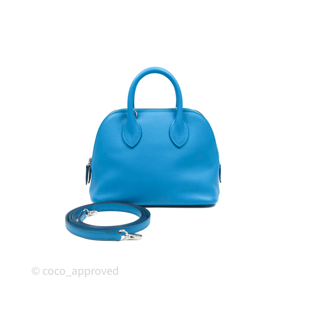 Hermès Bolide Mini 1923 Bleu Frida 0F/ Rose Mexico 0D Evercolor Palladium Hardware