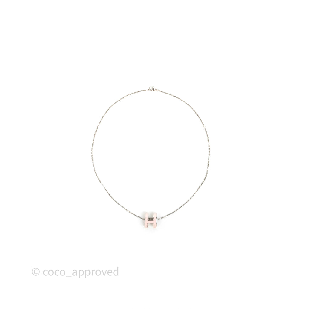 Hermès Pop H Light Pink Pendant Necklace Silver Hardware