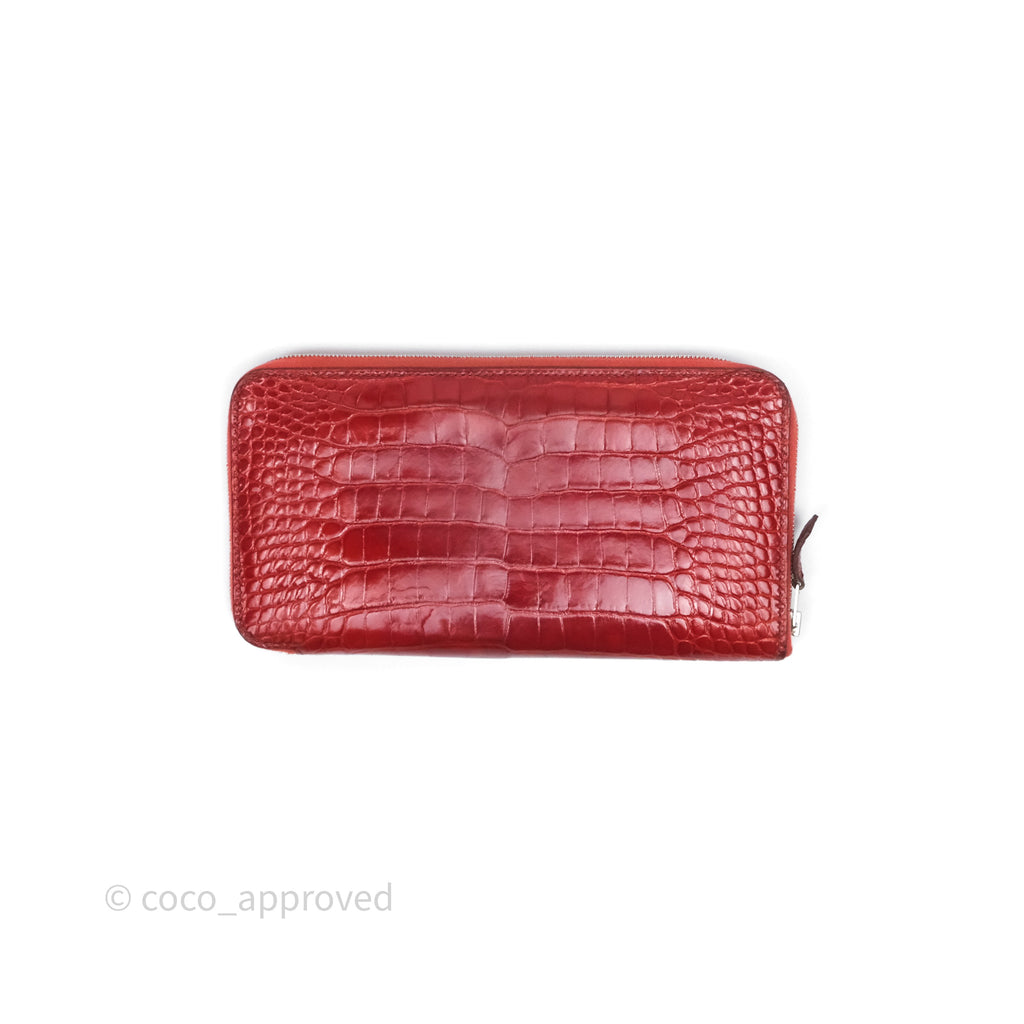 Hermès Azap Wallet Red Alligator Palladium Hardware