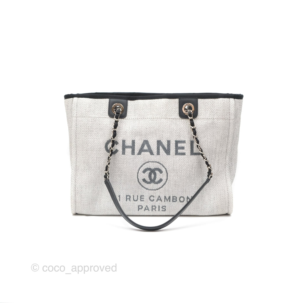 Chanel Medium Deauville Tote Light Grey Canvas