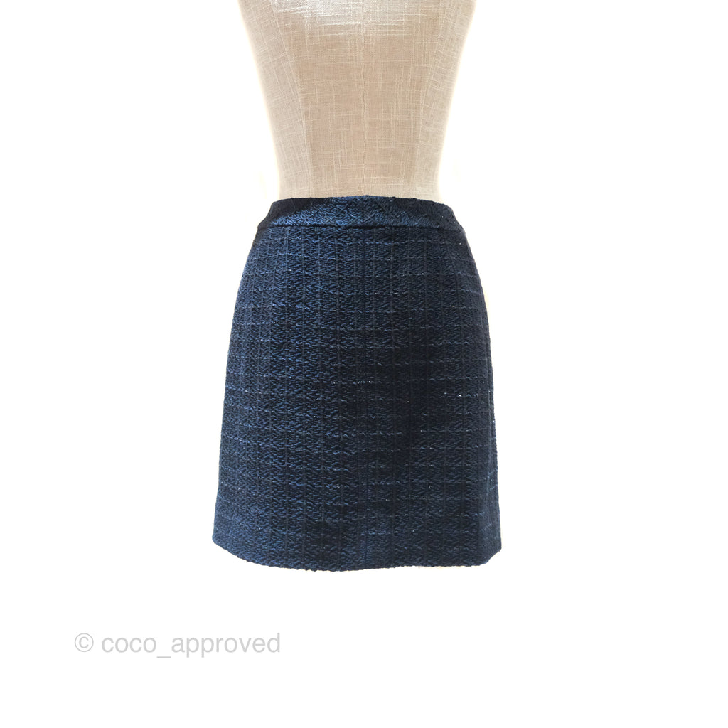 Chanel Tweed Skirt Navy Size 36