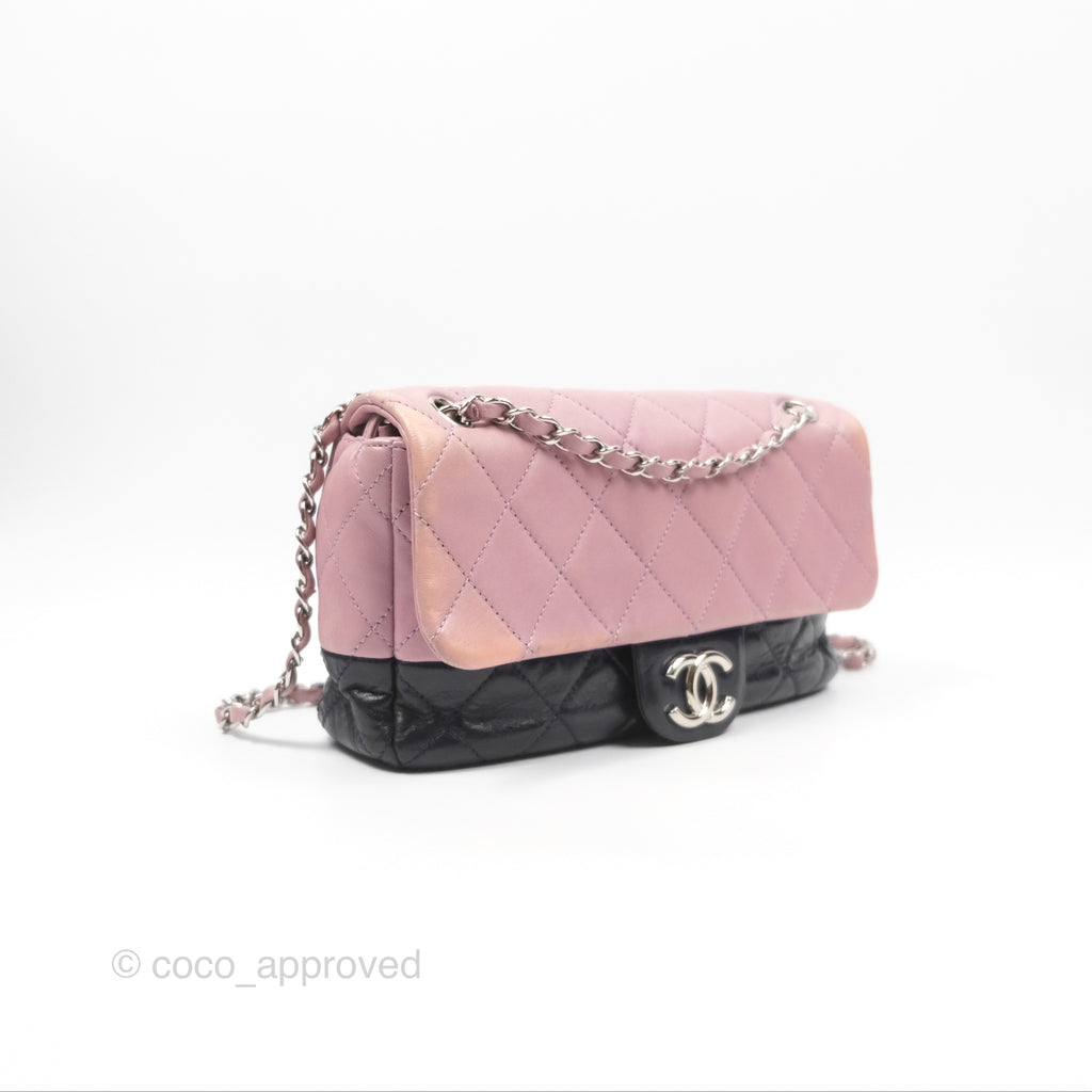 Chanel Medium Bicolor CC Chain Flap Pink/Black Lambskin Silver Hardware