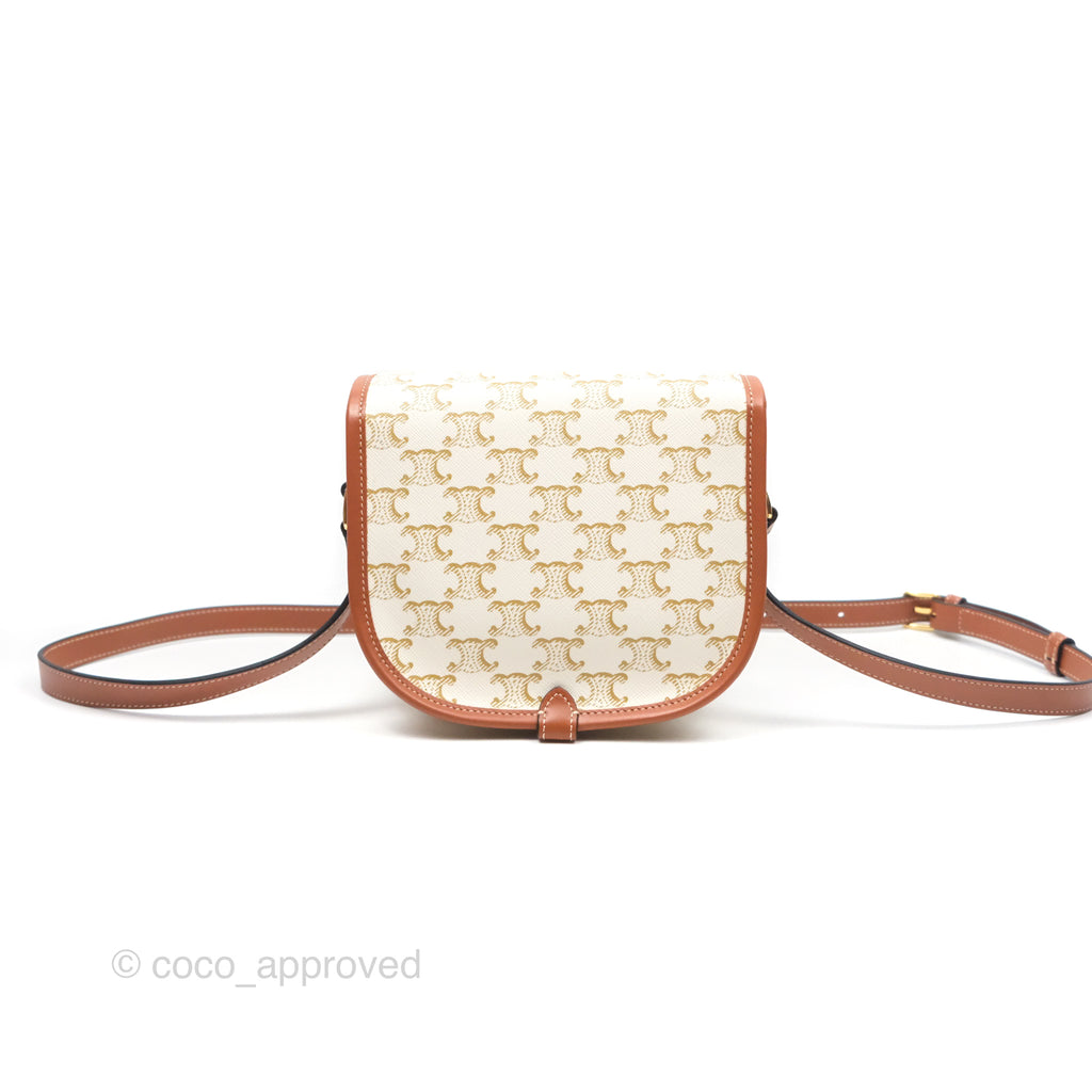Celine Medium Folco Bag Triomphe Canvas White