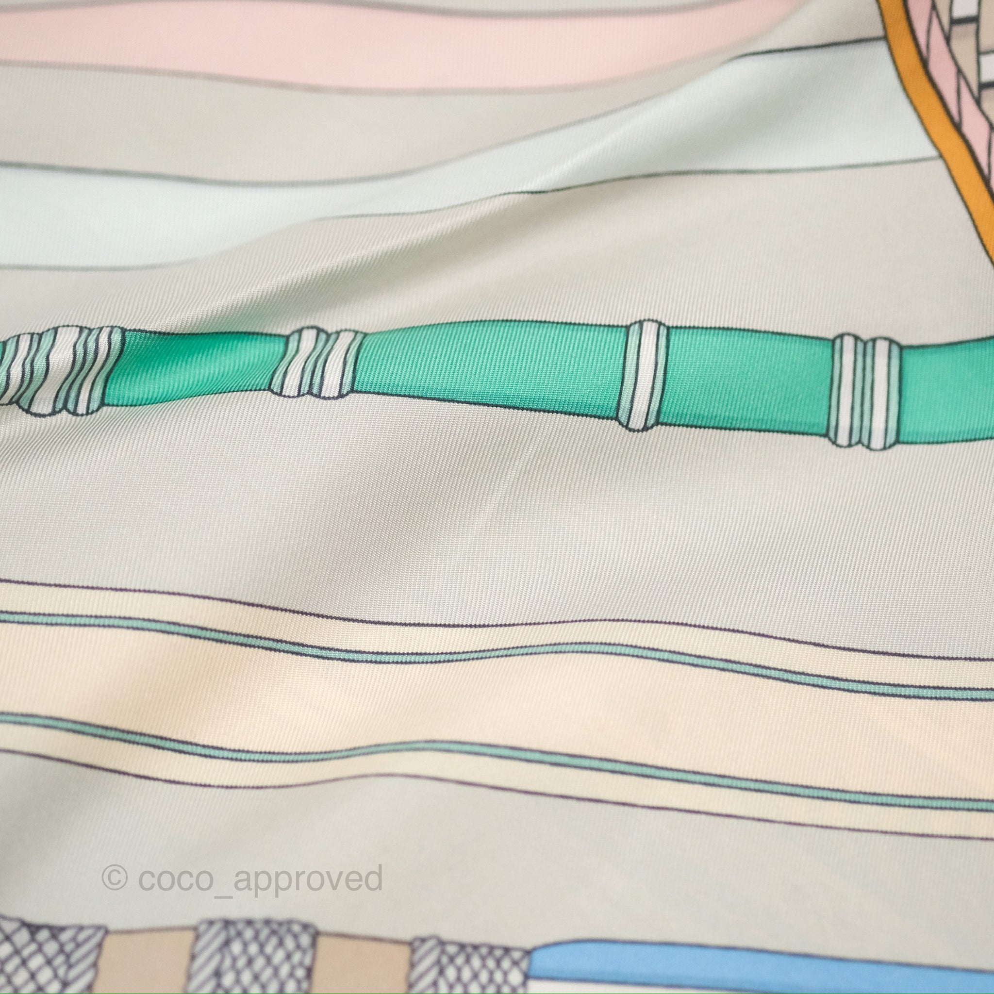 Hermes Concours D'Etriers Silk Scarf 90 Gris Perle / Bleu – Coco