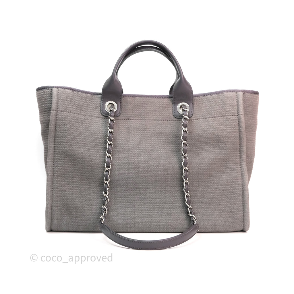 Chanel Canvas Deauville Large Tote Taupe Silver Hardware