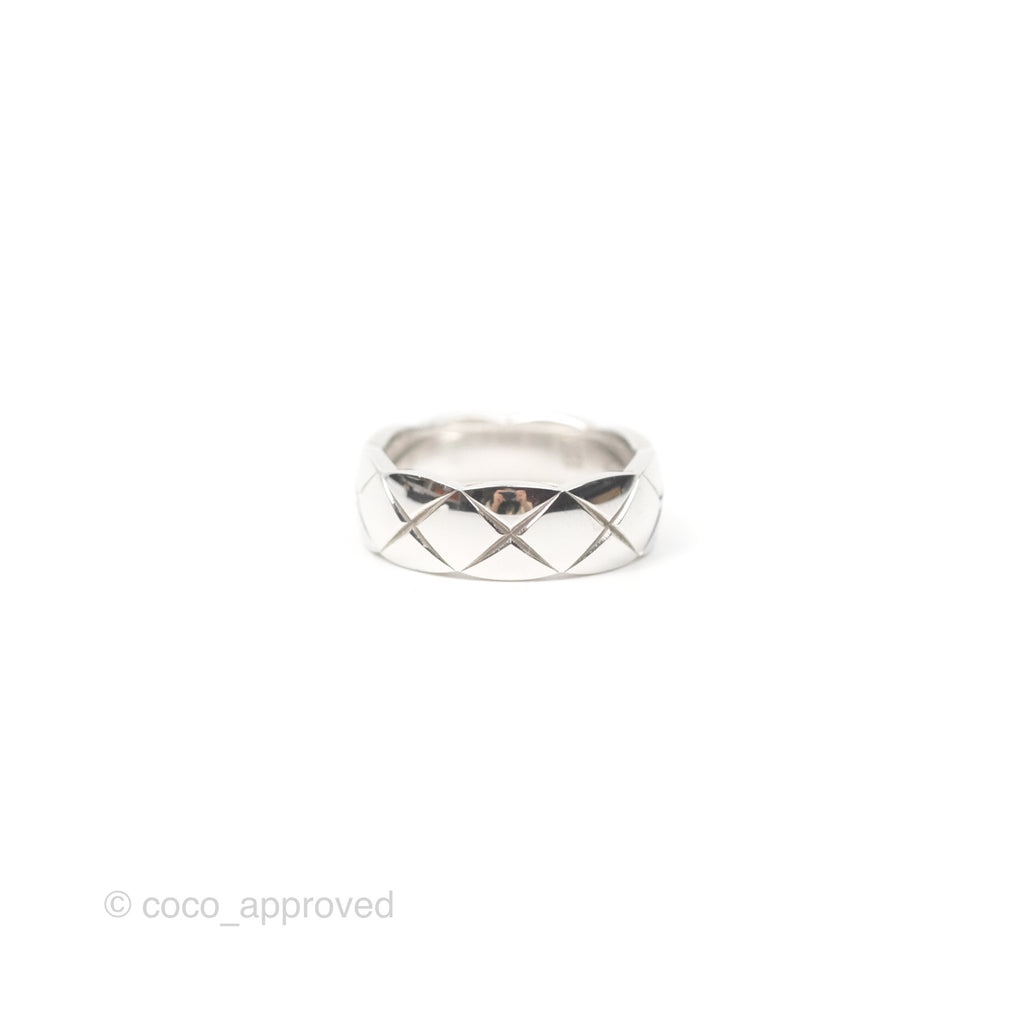 Chanel Coco Crush Ring Small Version 18K White Gold Size 53