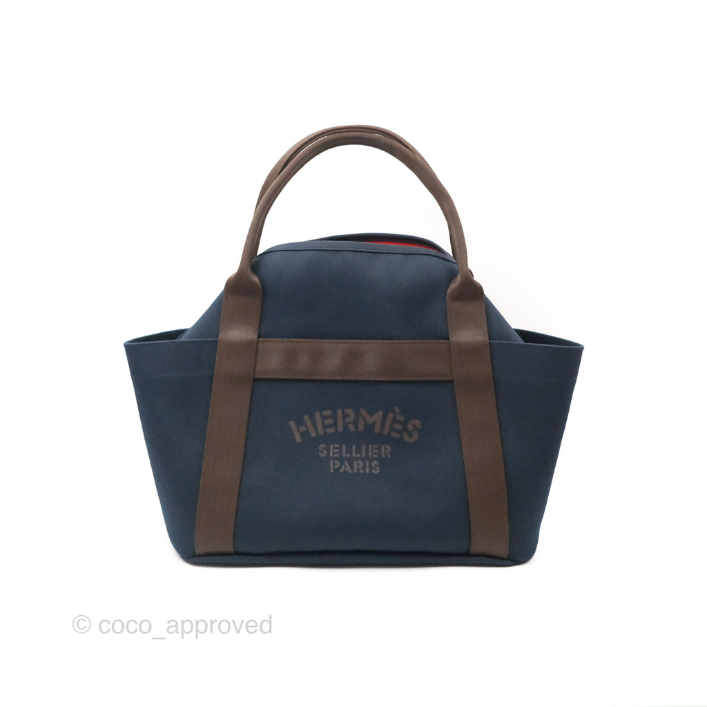 Hermes The Grooming Bag Bleu Navy / Feu