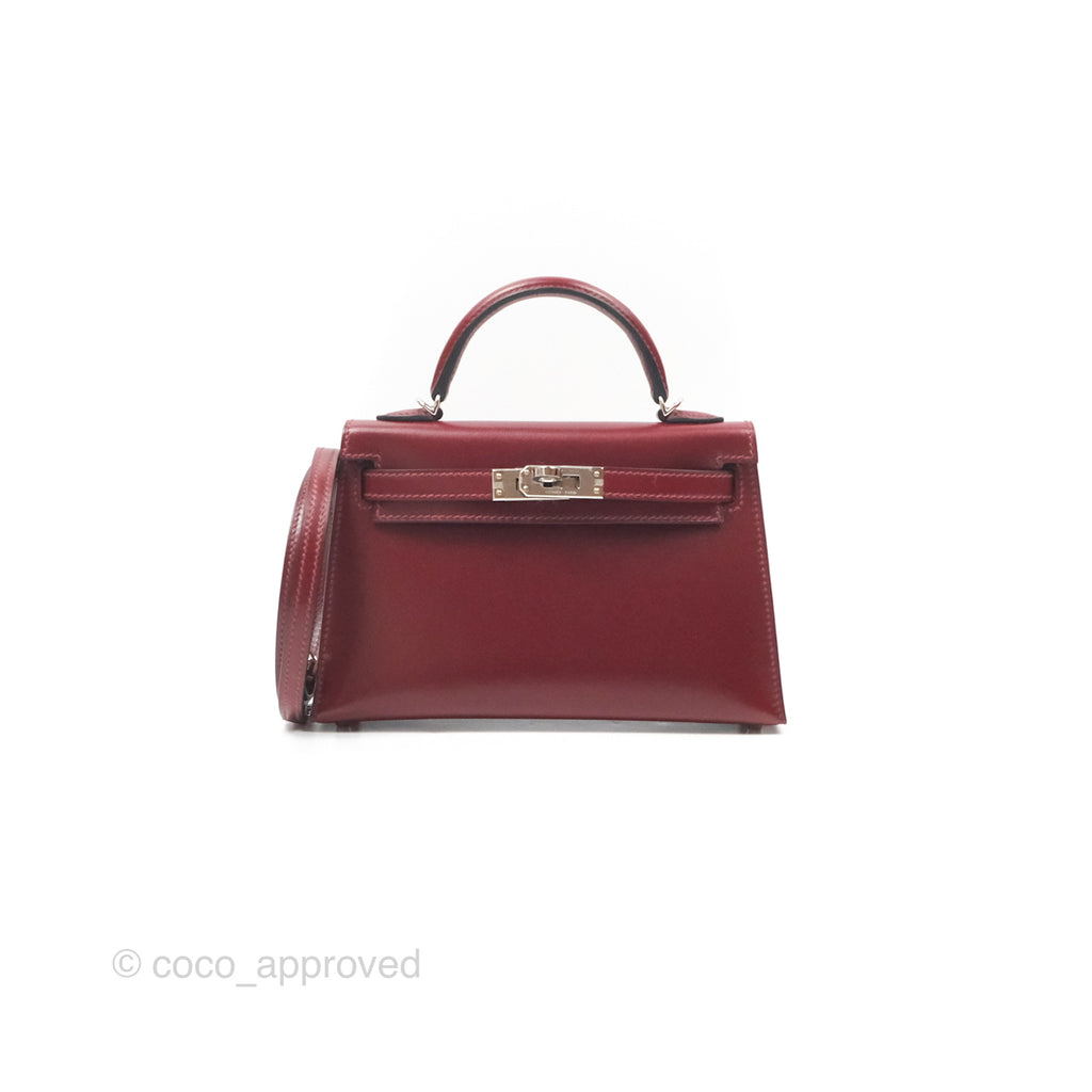 Hermès Mini Kelly II Sellier Rouge H Box Leather Palladium Hardware