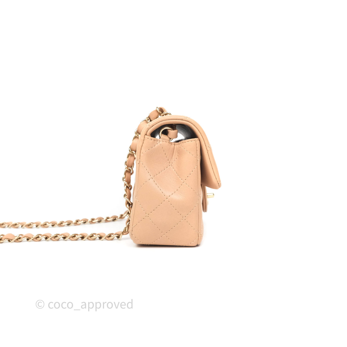 Chanel Mini Rectangular Quilted Beige Lambskin Gold Hardware – Coco ...