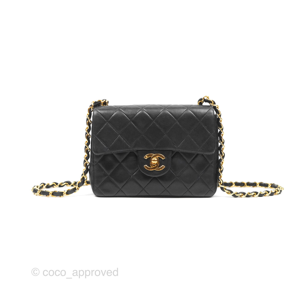 Chanel Vintage Mini Square Black Lambskin 24K Gold Hardware