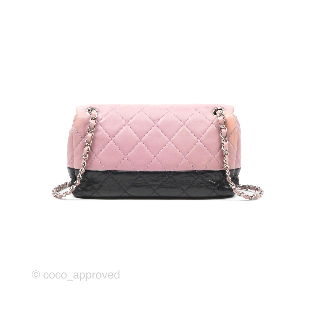 Chanel Medium Bicolor CC Chain Flap Pink/Black Lambskin Silver Hardware