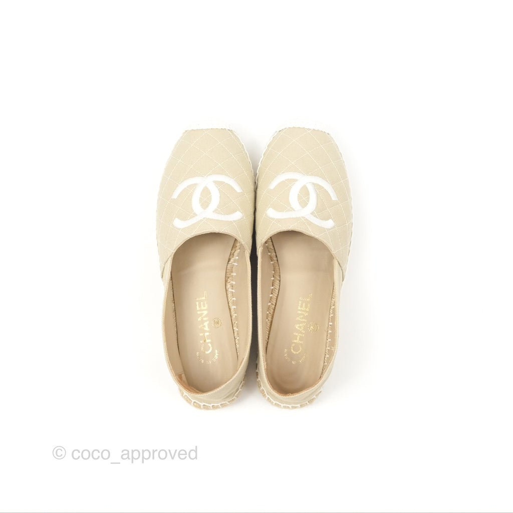 Chanel Espadrilles Beige White Size 40