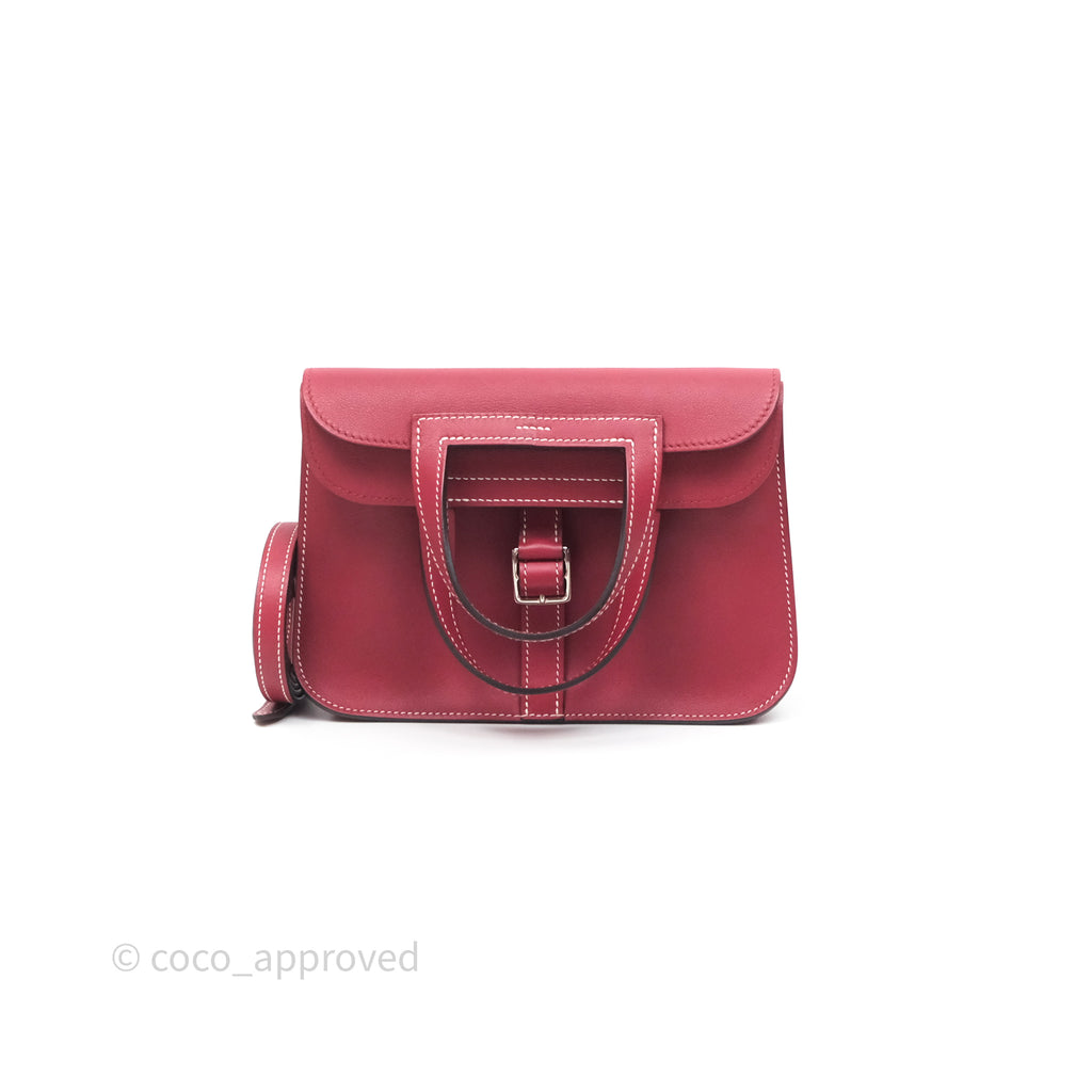 Hermès Halzan 22 Mini Rouge Grenat K1 Swift Palladium Hardware