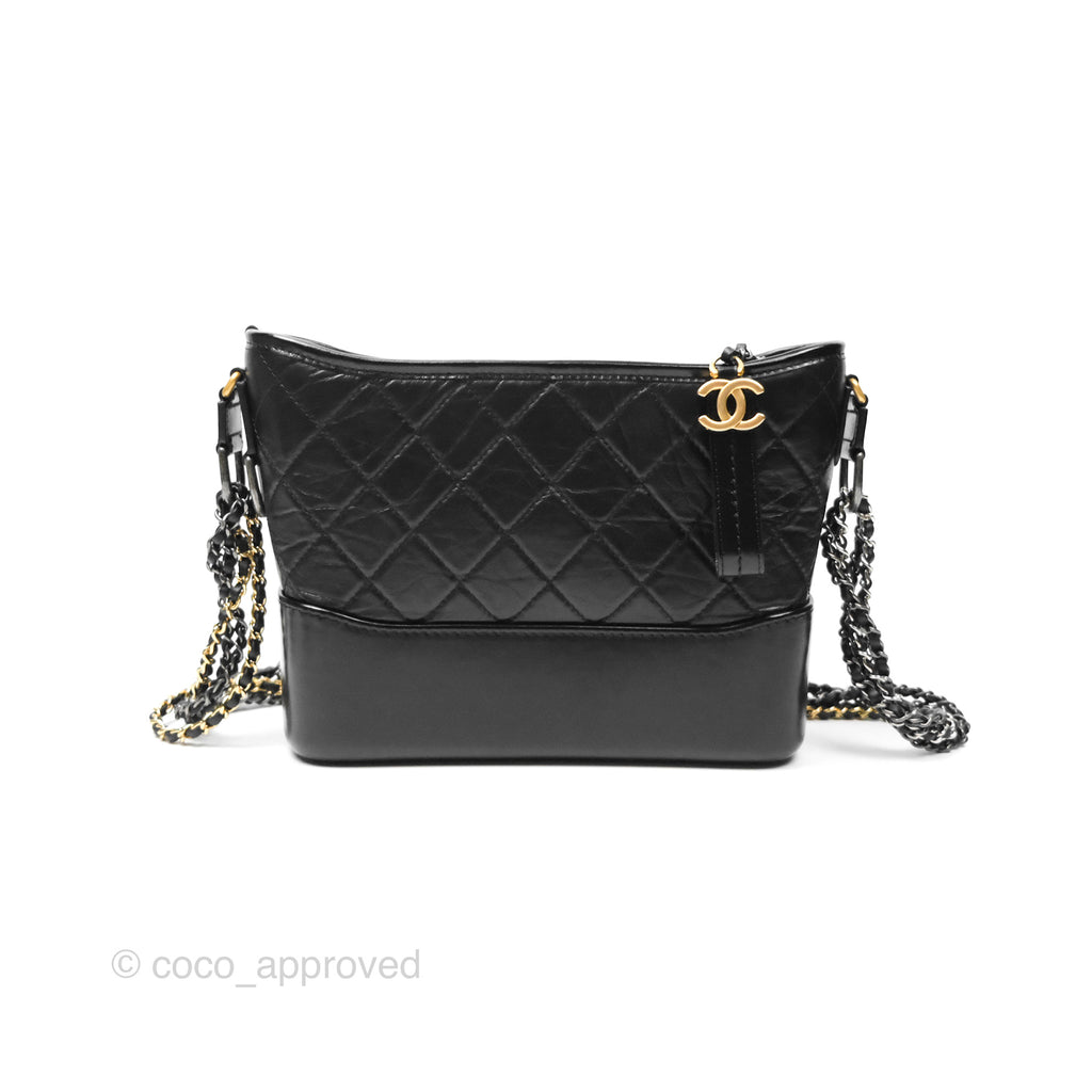 Chanel New Medium Gabrielle Hobo Quilted Black Aged Calfskin