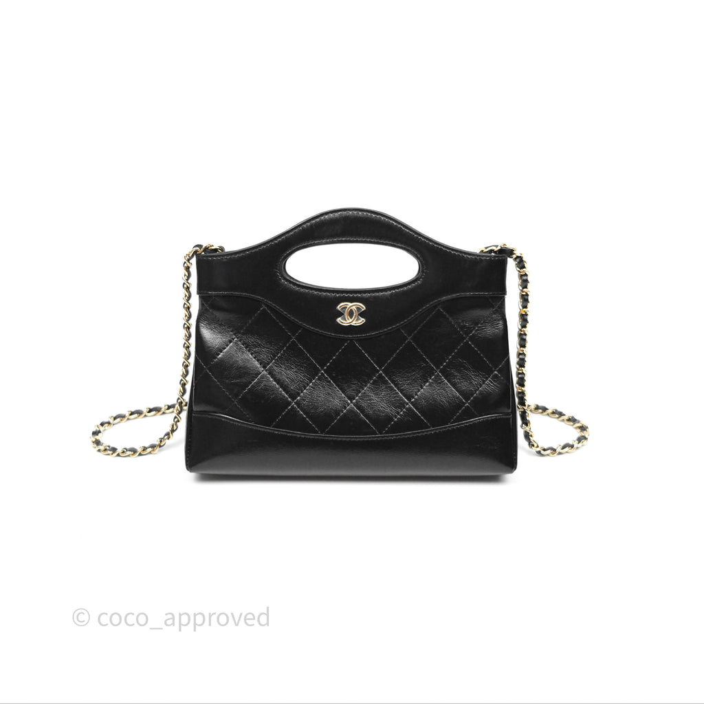 Chanel Nano 31 Black Shiny Calfskin Gold Hardware 24C