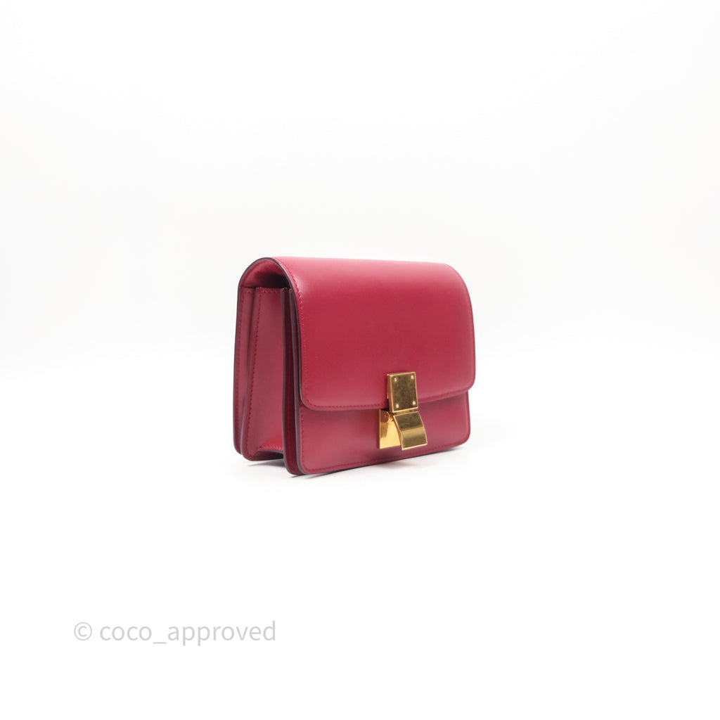 Celine Small Classic Box Flap Red Calfskin