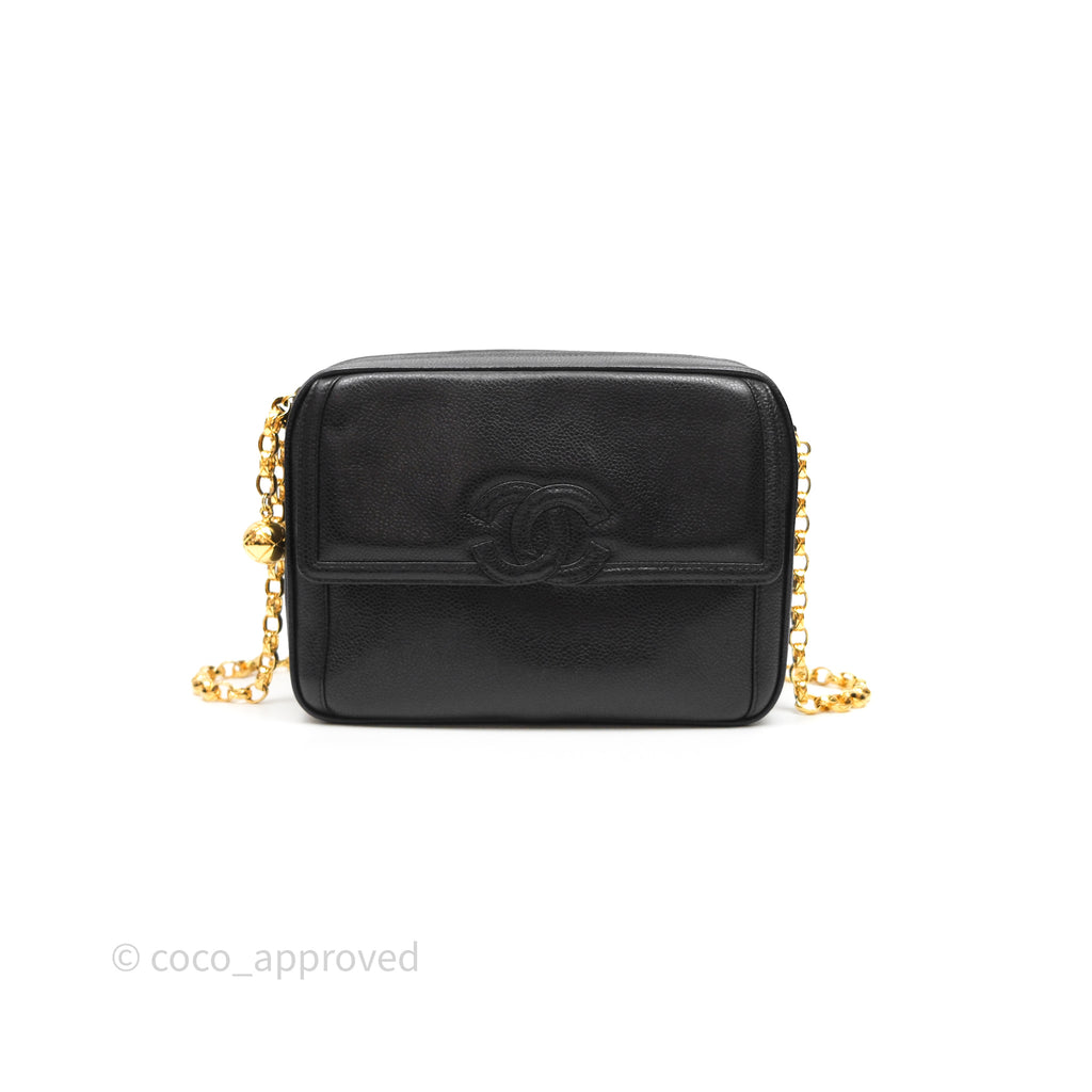 Chanel Vintage CC Camera Bag Black Caviar 24 Gold Hardware