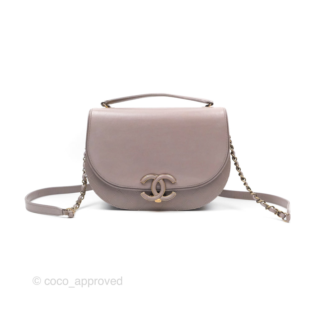 Chanel Coco Curve Flap Burnished Lilac Grey Calfskin Goatskin Antique Gold Hardware