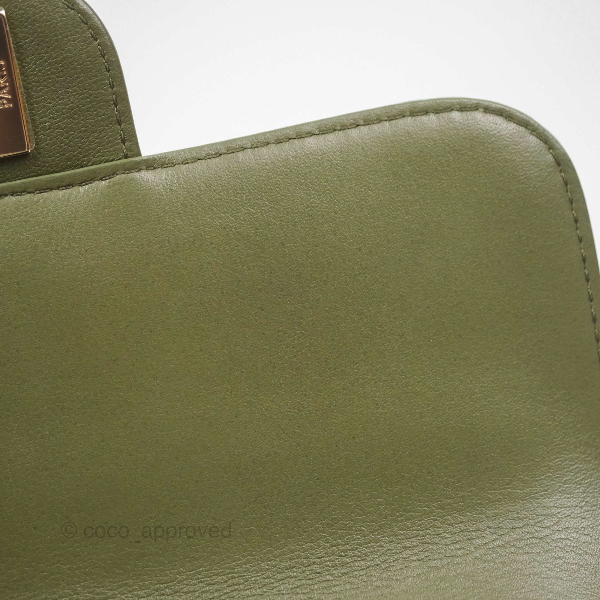 Chanel Small Coco Lady Quilted Flap Bag With Top Handle Olive