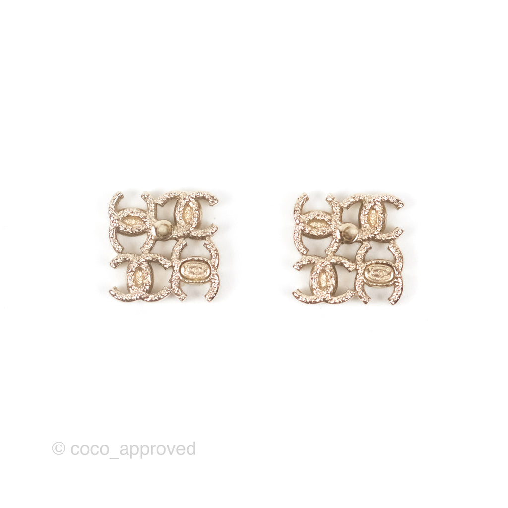 Chanel CC Logo Earrings Gold Tone 24B