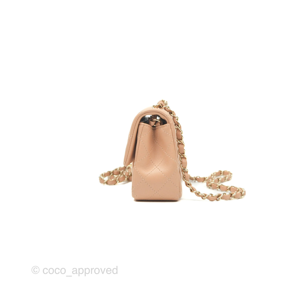 Chanel Quilted Mini Rectangular Beige Lambskin Gold Hardware – Coco ...