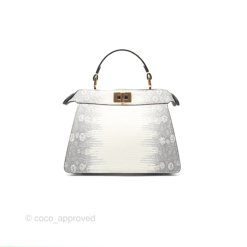 Fendi Peekaboo ISeeU Petite White lizard Leather Bag