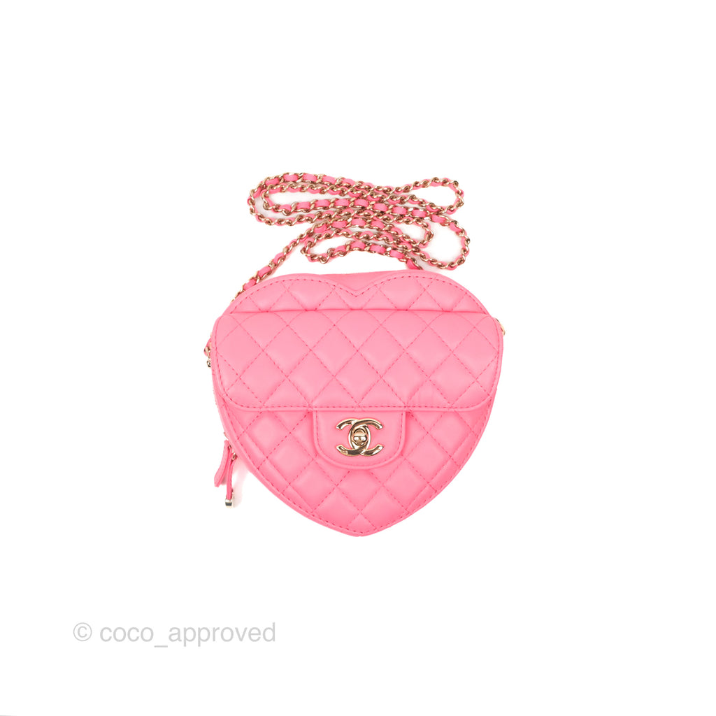 Chanel Large Heart Bag Pink Lambskin Gold Hardware 22S