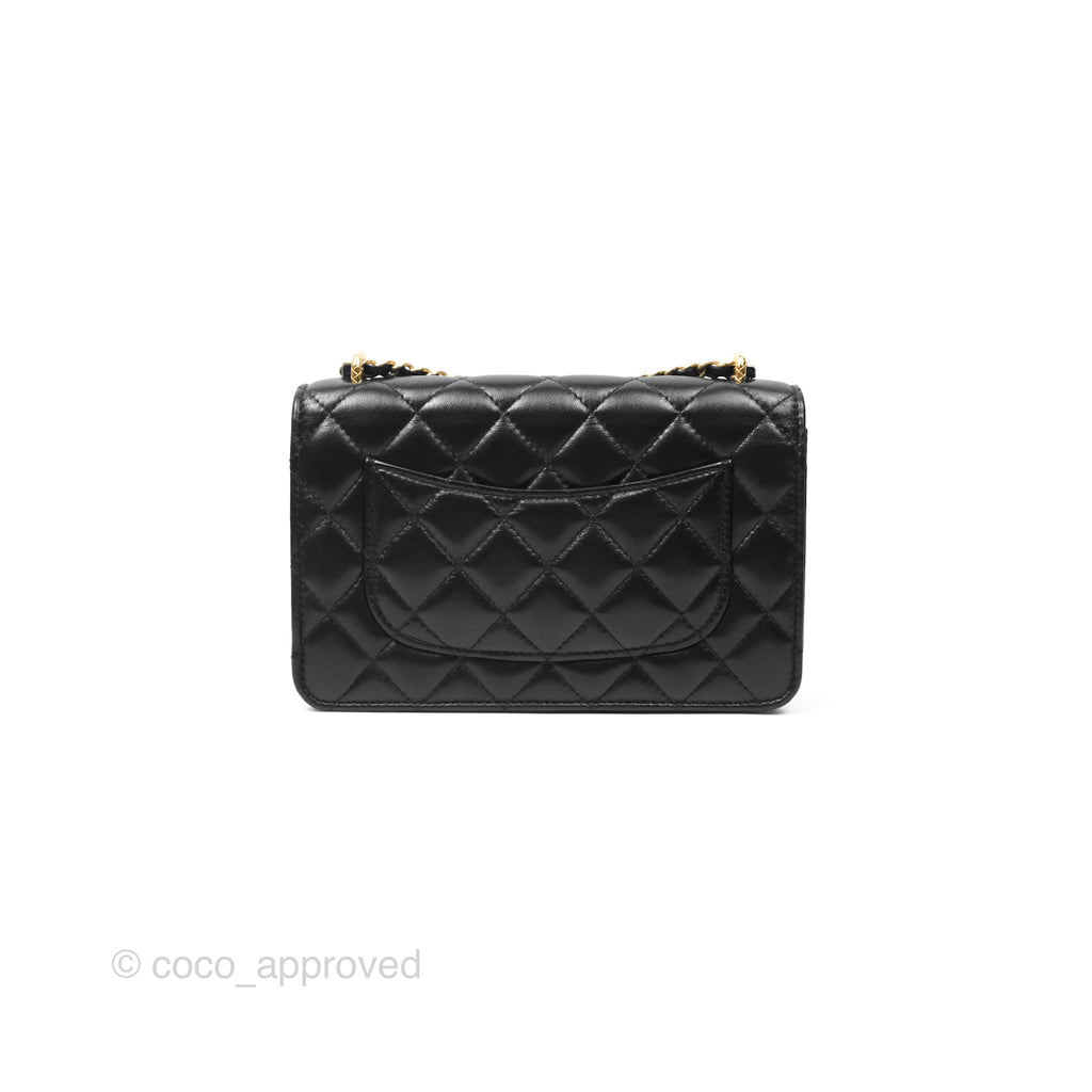 Chanel Quilted Dynasty Wallet on Chain WOC Black Shiny Lambskin Gold Hardware