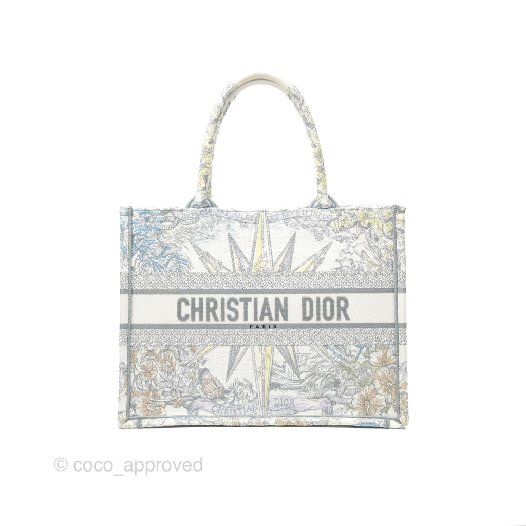 Christian Dior Medium(Old Small) Book Tote White Multicolor Rêve d'Infini Embroidery