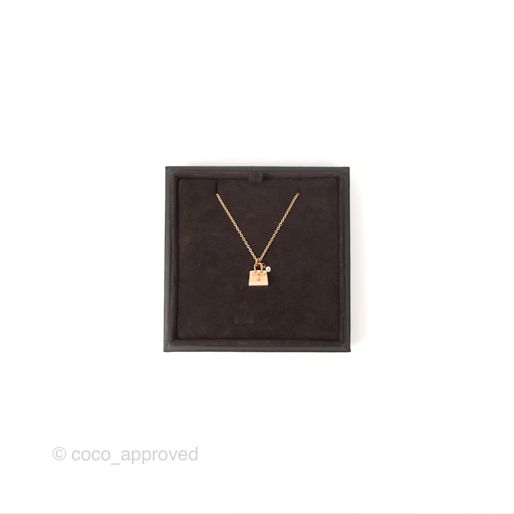 Hermès Birkin Amulettes Diamond Pendant Necklace Rose Gold