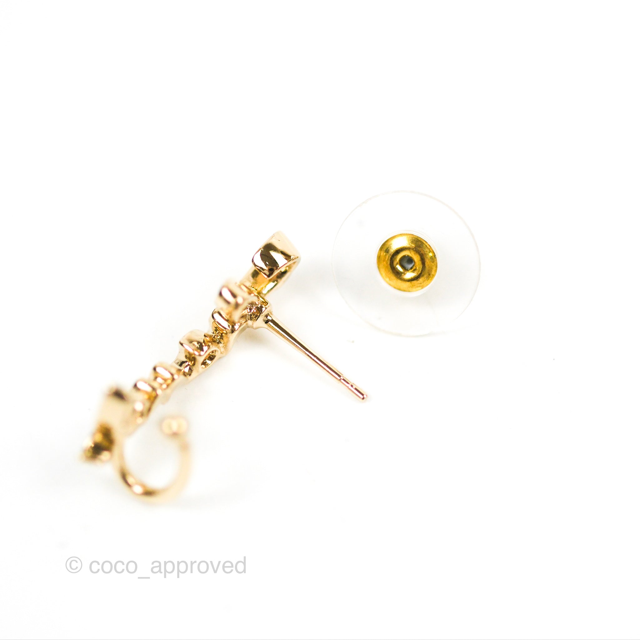 Chanel CC Coco Crystal Earrings Ear Cuff Gold Tone 22P – Coco