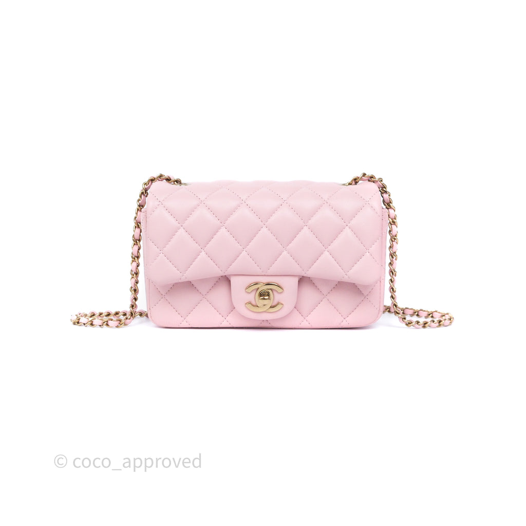 Chanel Quilted Extra Mini Rectangular Flap Pink Lambskin Gold Hardware