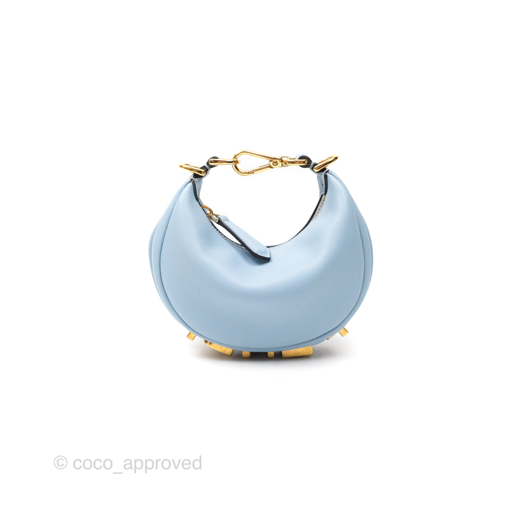 Fendi Nano Fendigraphy Hobo in Sky Blue Gold Hardware