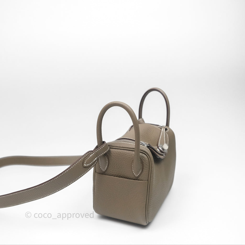 Hermès Mini Lindy II 20 Etoupe 18 Clemence Palladium Hardware